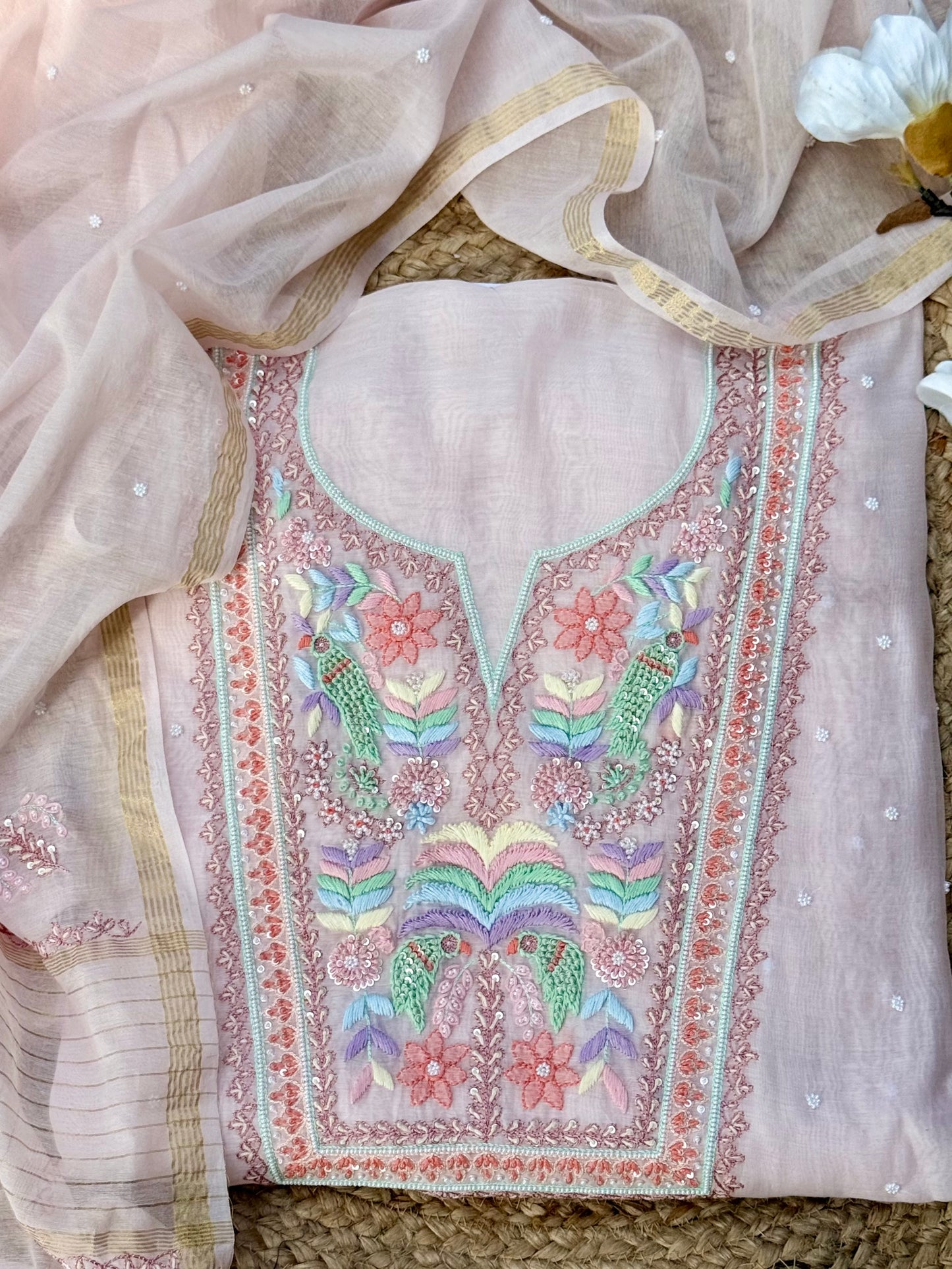 Pure Mul Chikankari Hand Embroidery U00001A