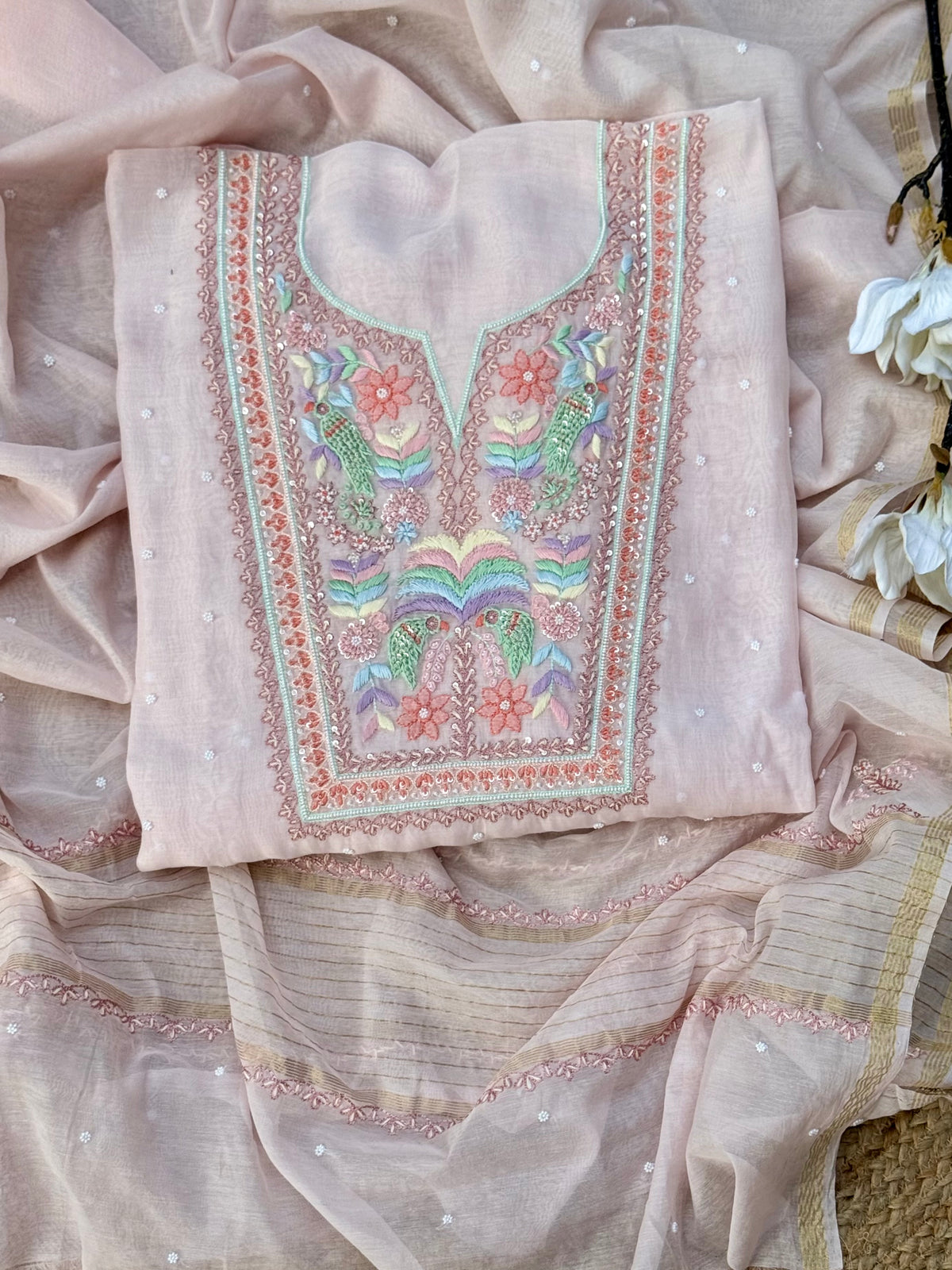 Pure Mul Chikankari Hand Embroidery U00001A